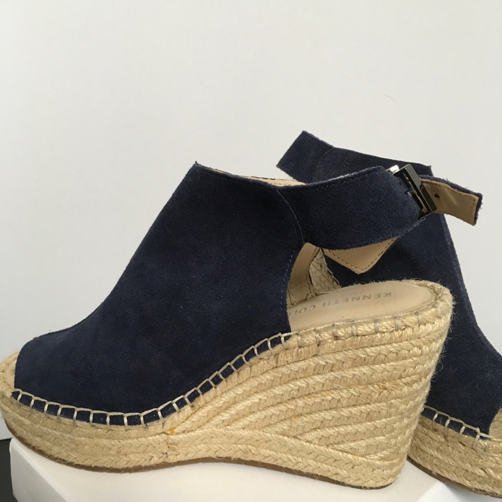 Kenneth Cole Olivia Women’s Navy Suede Espadrille Wedge Sandals - Picture 2 of 4